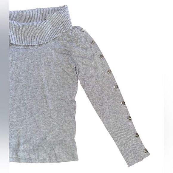 White House Black Market Womens Cowl Neck Sweater w/ Button Sleeve Detail Medium - Picture 6 of 7